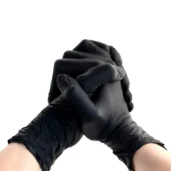 D-Work 100 Gants Nitrile Noirs Non Poudrés Taille L (8/9) Résistants et Confortables Usage Alimentaire ou Professionnel -