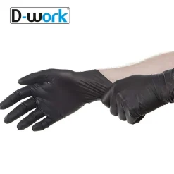 D-Work 100 Gants Nitrile Noirs Non Poudrés Taille M (7/8) Résistants et Confortables Usage Alimentaire ou Professionnel -