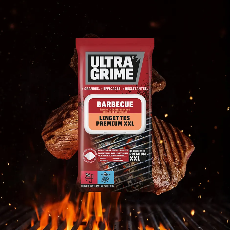 Ultragrime 30 lingettes barbecue premium XXL L.38 x l.25 cm