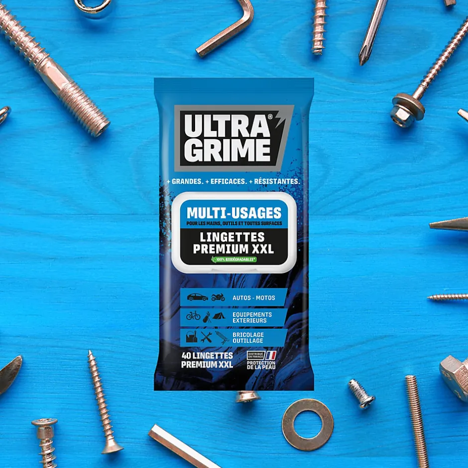Ultragrime 40 lingettes multi-usages premium XXL L.38 x l.25 cm