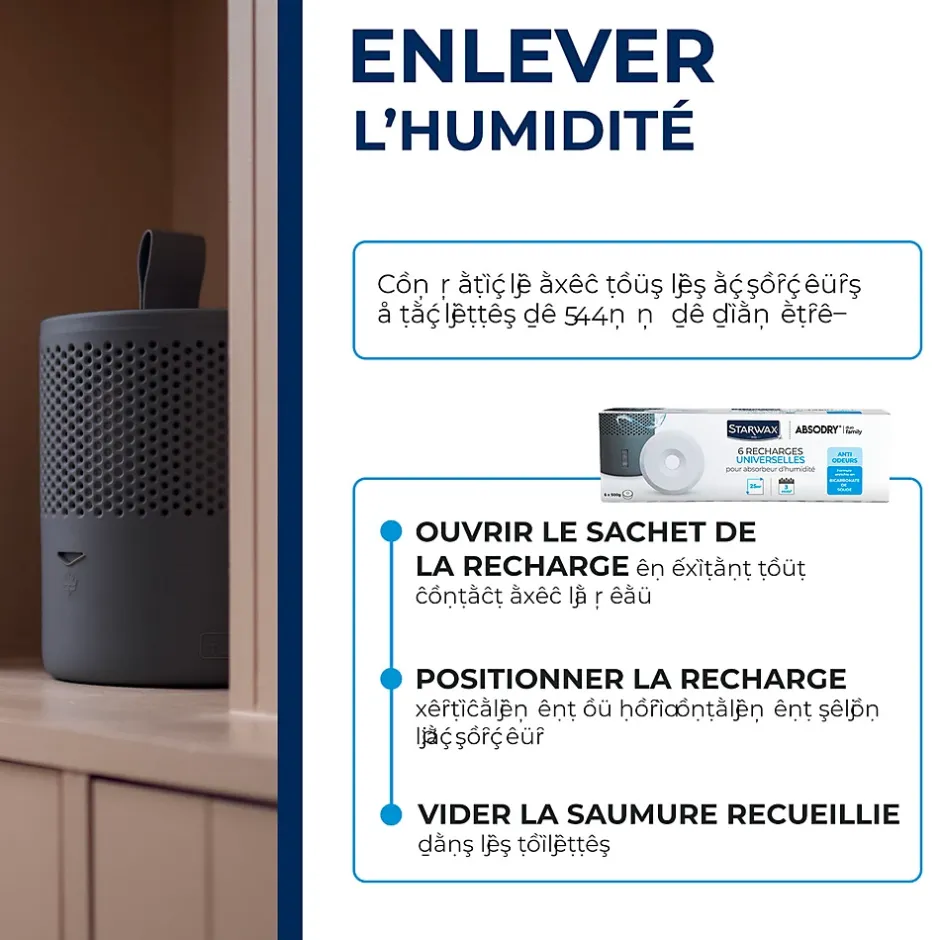 Starwax 6 recharges de 500g universelles pour absorbeur d'humidité New