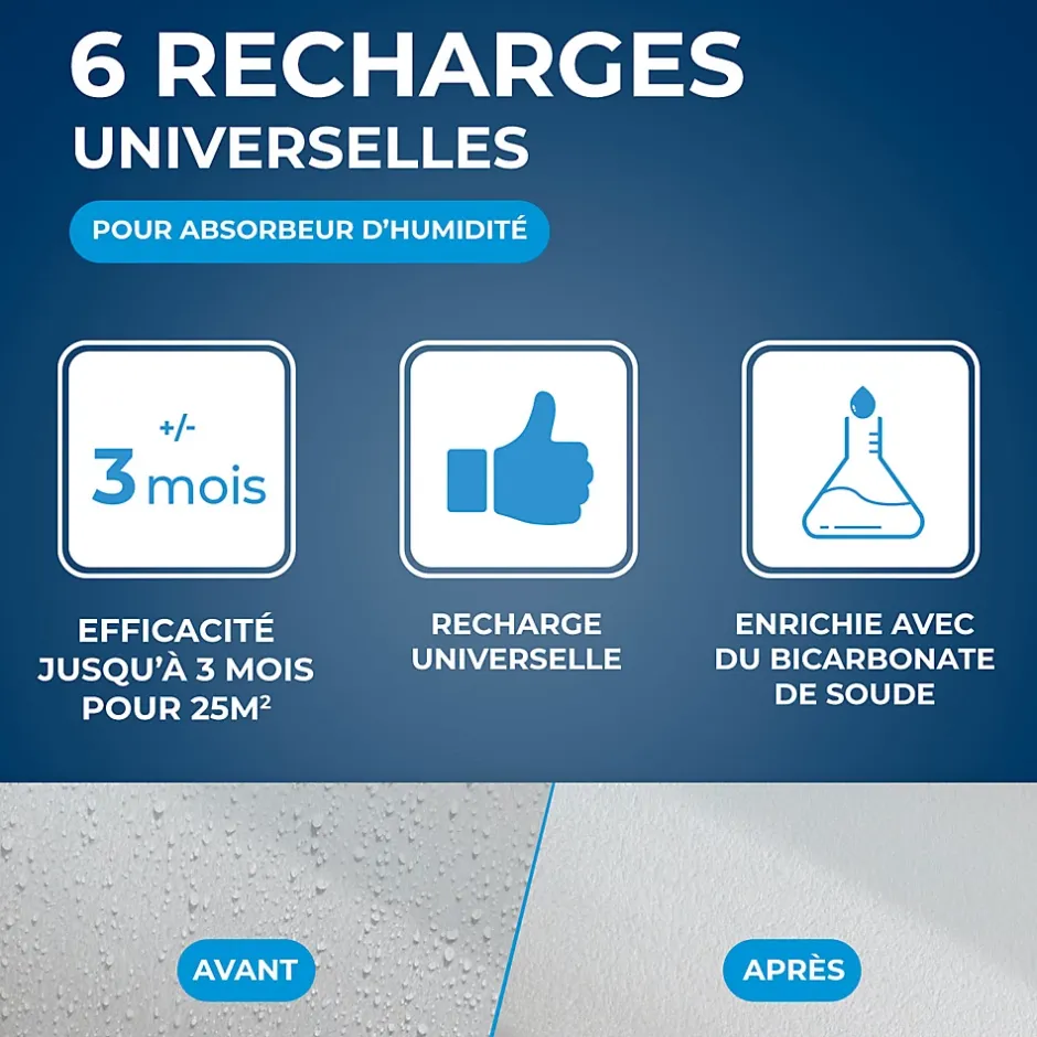 Starwax 6 recharges de 500g universelles pour absorbeur d'humidité New
