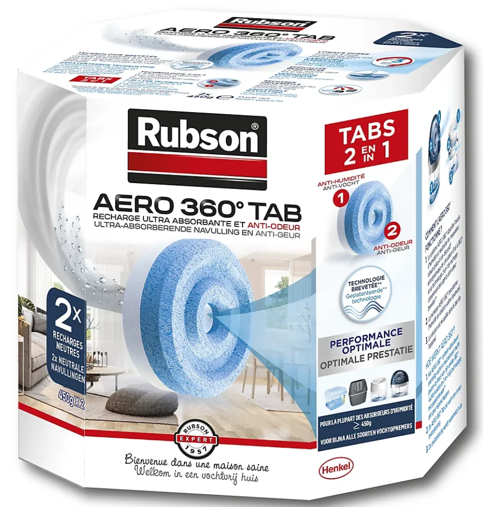 Rubson 2 recharges pour absorbeur d'humidité Aero 360° Discount