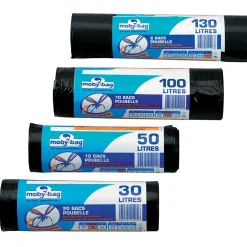 10 sacs poubelle à poignée bleu 100L Online