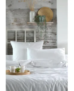 Eden 1 Taie de traversin percale de coton uni 45 x 185 cm Elysee blanc