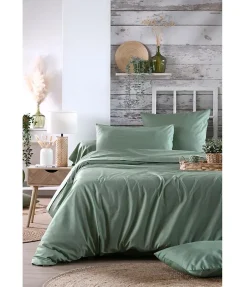 Eden 1 Taie de traversin percale de coton uni 45 x 185 cm Elysee vert New