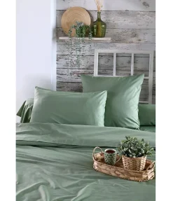 Eden 1 Taie de traversin percale de coton uni 45 x 185 cm Elysee vert New