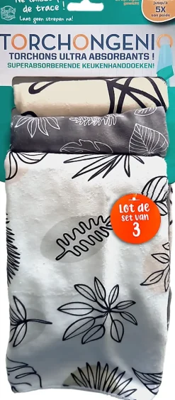 Best Of TV 3 torchons ultra obsorbants Torchongenio motifs beige, gris, blanc BestOfTV Sale