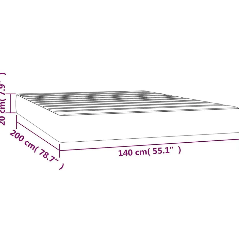 Vidaxl 347809 Matelas de lit à ressorts ensachés Gris foncé 140x200 cm epaisseur 20 cm