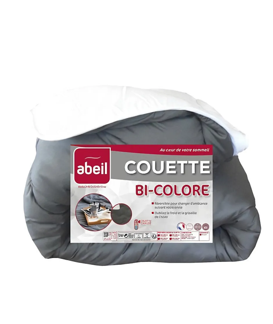 Abeil Couette Bicolore - 140 x 200 cm - Blanc et gris