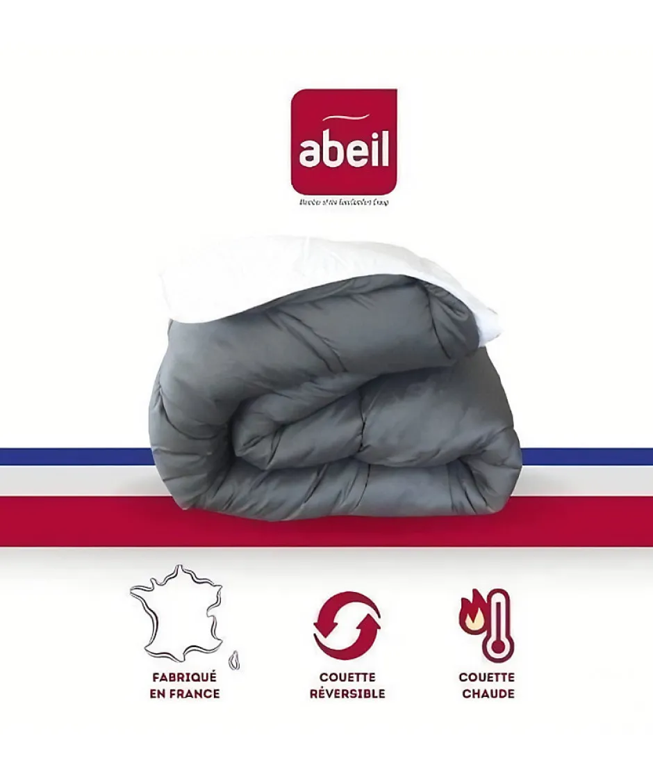 Abeil Couette Bicolore - 200 x 200 cm - Blanc et gris Best