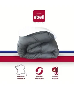 Abeil Couette Bicolore - 220 x 240 cm - Blanc et gris Clearance
