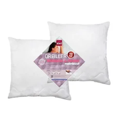 Abeil Lot de 2 Oreillers a mémoire de forme matelassés- 60x60 cm - Blanc Discount