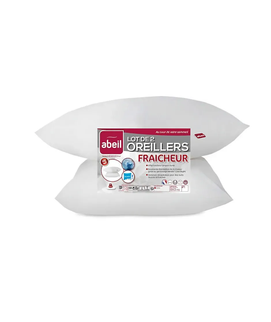Abeil Lot de 2 Oreillers Aerelle Cool Night - 60 x 60 cm - Blanc New
