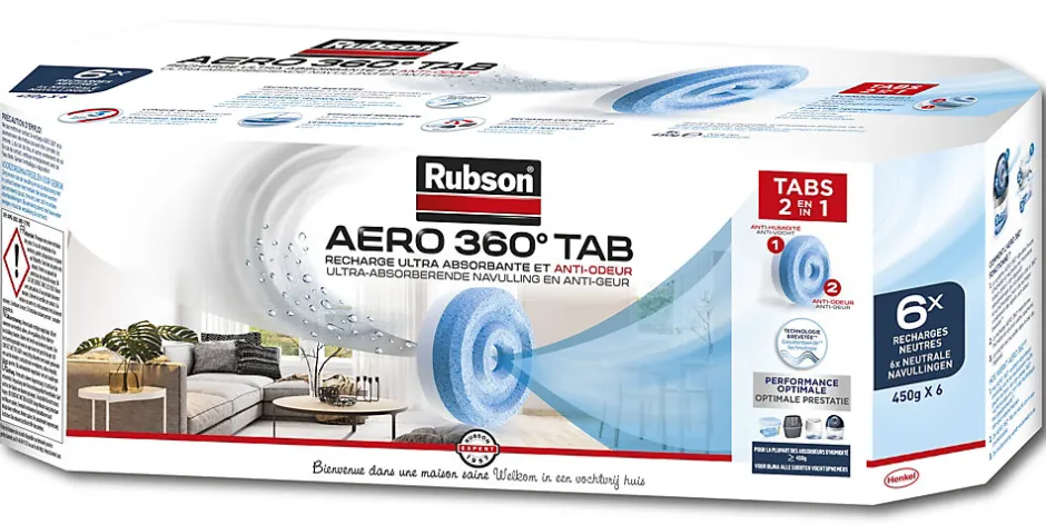 Rubson Absorbeur d'humidité AERO 360° 6 recharges