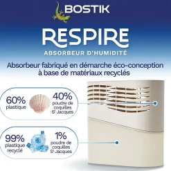 Bostik Absorbeur d'humidité avec 2 tablettes de 250 g Respire pour surface de 25 m² New