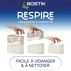 Bostik Absorbeur d'humidité avec 2 tablettes de 250 g Respire pour surface de 25 m² New