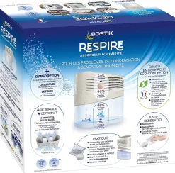 Bostik Absorbeur d'humidité avec 4 tablettes de 250 g Respire pour surface de 25 m²