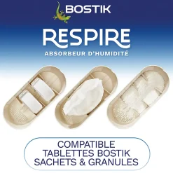 Bostik Absorbeur d'humidité avec 4 tablettes de 250 g Respire pour surface de 25 m²
