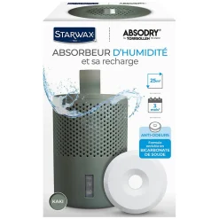 Starwax Absorbeur d'humidité compact 25m² vert kaki + 1 tablette 500g