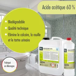 Höfer Chemie Acide Acétique 60 %, 2 x 5 L : Nettoyant Concentré, Et Économique Pour Un Usage Ménager Polyvalent