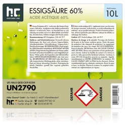 Höfer Chemie Acide Acétique 60 %, 4 x 10 L : Nettoyant Concentré, Et Économique Pour Un Usage Ménager Polyvalent Hot