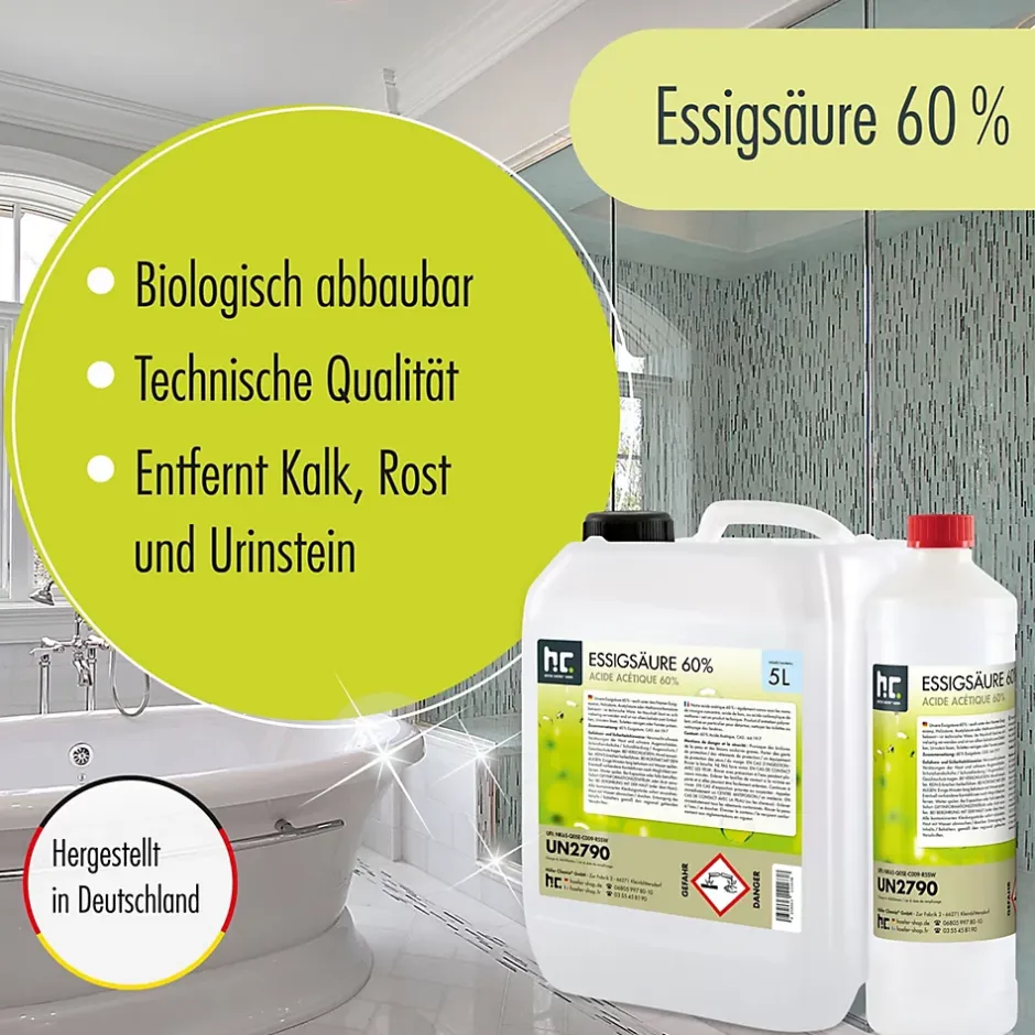 Höfer Chemie Acide Acétique 60 %, 40 x 10 L : Nettoyant Concentré, Et Économique Pour Un Usage Ménager Polyvalent Hot