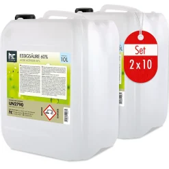Höfer Chemie Acide Acétique 60 %, 1 x 10 L : Nettoyant Concentré, Et Économique Pour Un Usage Ménager Polyvalent