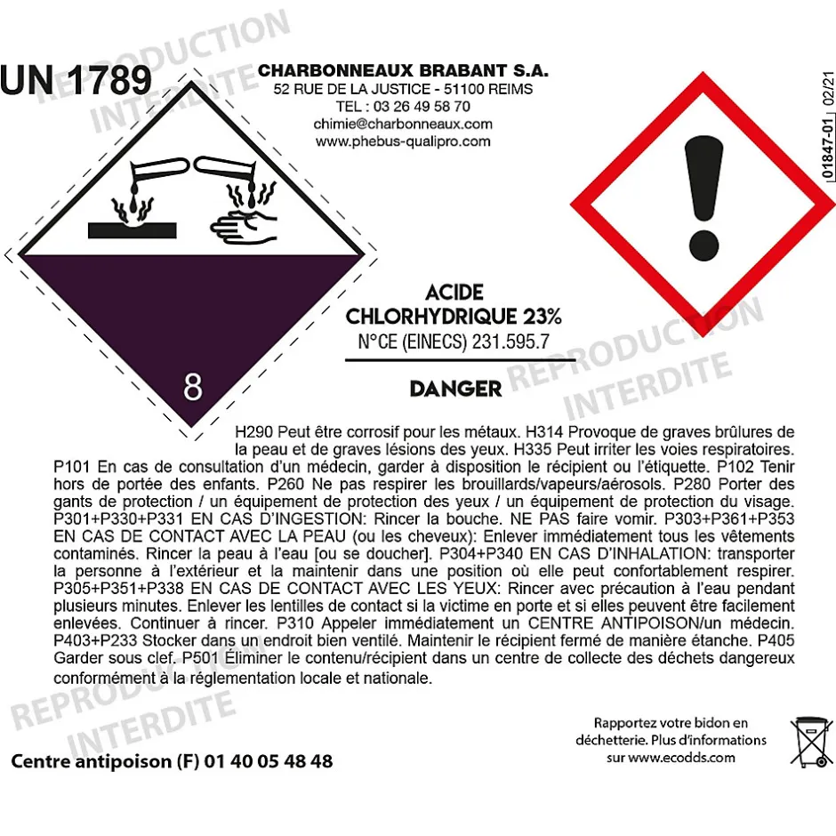 Phebus Acide chlorhydrique détartrant puissant 1L
