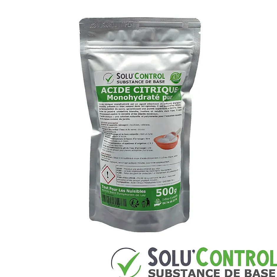 Tout Pour Les Nuisibles Acide citrique monohydraté pur 500 g - 100% d'origine naturel - Nettoyer, détartrer, raviver l'inox et corriger le pH Online