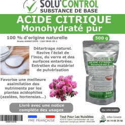 Tout Pour Les Nuisibles Acide citrique monohydraté pur 500 g - 100% d'origine naturel - Nettoyer, détartrer, raviver l'inox et corriger le pH Online