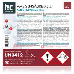 Höfer Chemie Acide Formique 75 % 4 x 5 L, Puissant Nettoyant Technique Pour Détartrage, Décapage Et Traitement Du Cuir Best