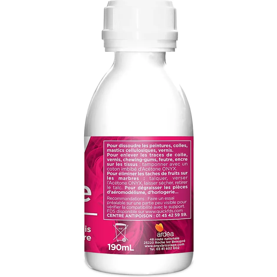 Onyx Acétone pièces métalliques et tissus 190ml Hot