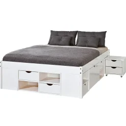 Altobuy ALASKA - Lit 180x200cm multi-rangement Vernis Blanc