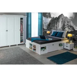 Altobuy ALASKA - Lit 180x200cm multi-rangement Vernis Blanc