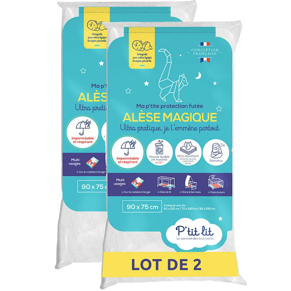 P’Tit Lit Alèse Bébé Imperméable Absorbante - Protège Matelas Lavable à 90 degrés - Tout type de lit : 60x120/70x140/40x80/90x190/50x90