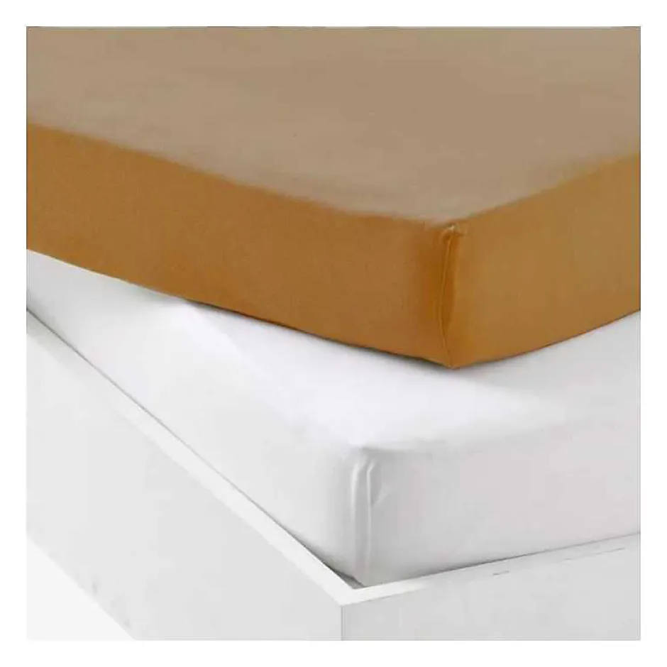 Mon P'Tit Dodo Alèse et drap-housse P'TIT DODO 60 x 120 cm Blanc Caramel - Set 2 pièces