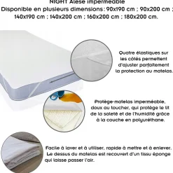 Monmobilierdesign Alèse Protège Matelas Imperméable Avec Coins élastiques 140x200 Cm