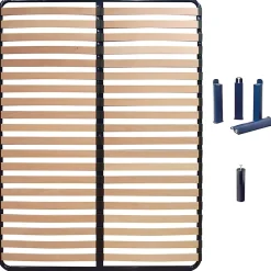 Altobuy ALTOLATTES - Pack Sommier 2x20 Lattes 120x190cm + Pieds bleus + Pied central New