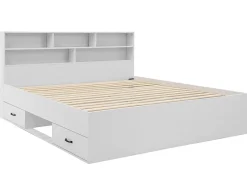 Best Mobilier Andrea - lit avec rangements - 180x200 cm - sommier inclus - bois -