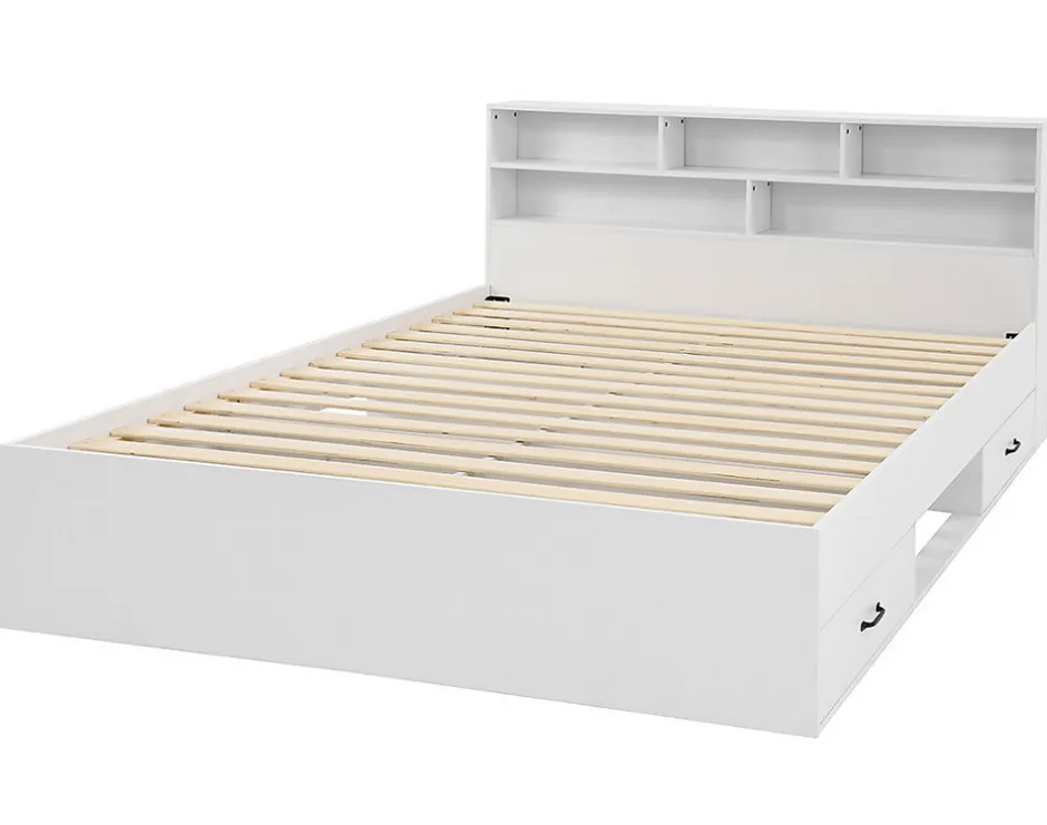 Best Mobilier Andrea - lit avec rangements - 180x200 cm - sommier inclus - bois -