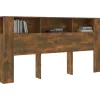 Vidaxl ANSELF Tête de lit avec Rangement,Tete de lit Bois,Design Mural,Espace de Rangement,Chêne fumé 200x18,5x104,5 cm Clearance