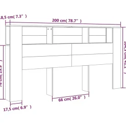 Vidaxl Armoire de tête de lit chêne sonoma 200x18,5x104,5 cm Clearance