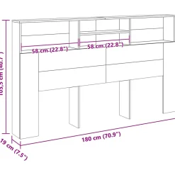 Vidaxl Armoire de tête de lit vieux bois 180x19x103,5 cm