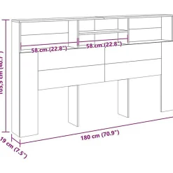 Vidaxl Armoire de tête de lit vieux bois 180x19x103,5 cm