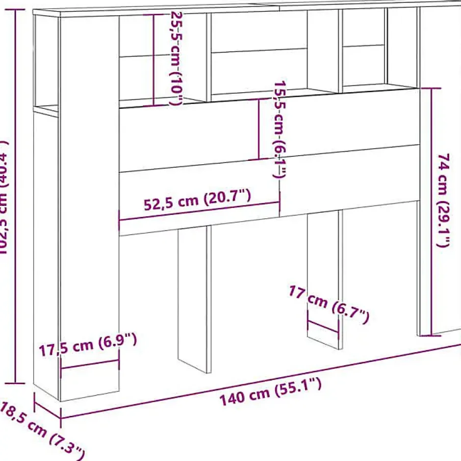 Vidaxl Armoire de tête de lit vieux bois 140x18,5x102,5 cm Best