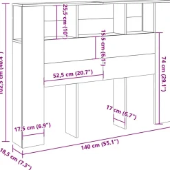 Vidaxl Armoire de tête de lit vieux bois 140x18,5x102,5 cm Best