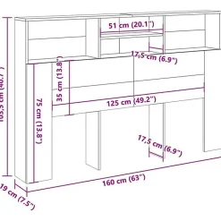 Vidaxl Armoire de tête de lit vieux bois 160x19x103,5 cm Discount