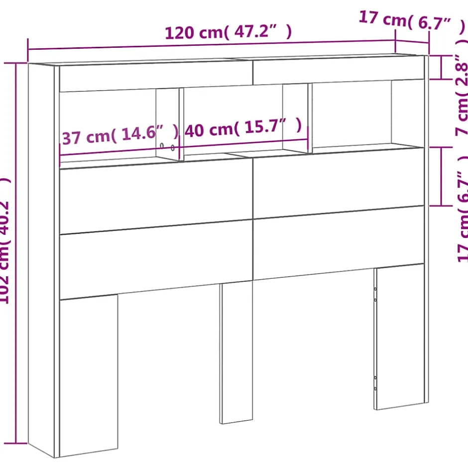 Vidaxl Armoire tête de lit avec LED blanc 120x17x102 cm Hot