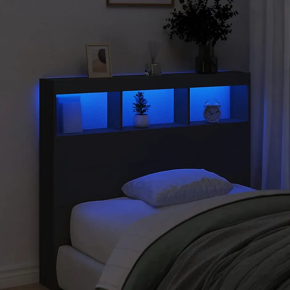 Vidaxl Armoire tête de lit avec LED noir 120x17x102 cm Hot